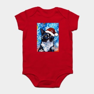 Tuxedo Cat Santa Baby Bodysuit